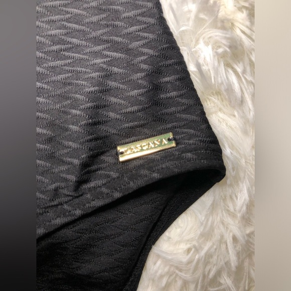 VENUS Lascana Black Bandeau One-Piece Swimsuit with gold zipper size 8 C/D - Picture 7 of 14